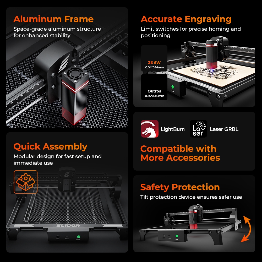 ELIDOR Z6 6W grabador y máquin - Cnc Router reseña y precio